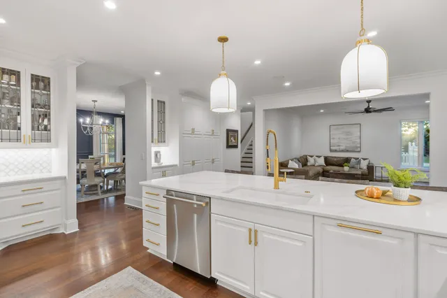 a kitchen with a cabinets and appliances
