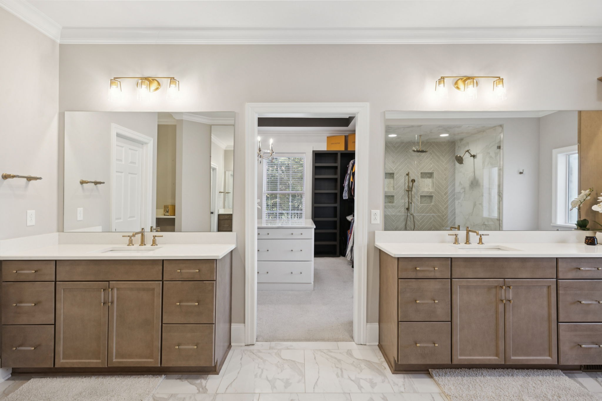 4420 Shores Road Murfreesboro, TN 37128 - Photo 29 of 89 a spacious bathroom with a double vanity sink and a large mirror