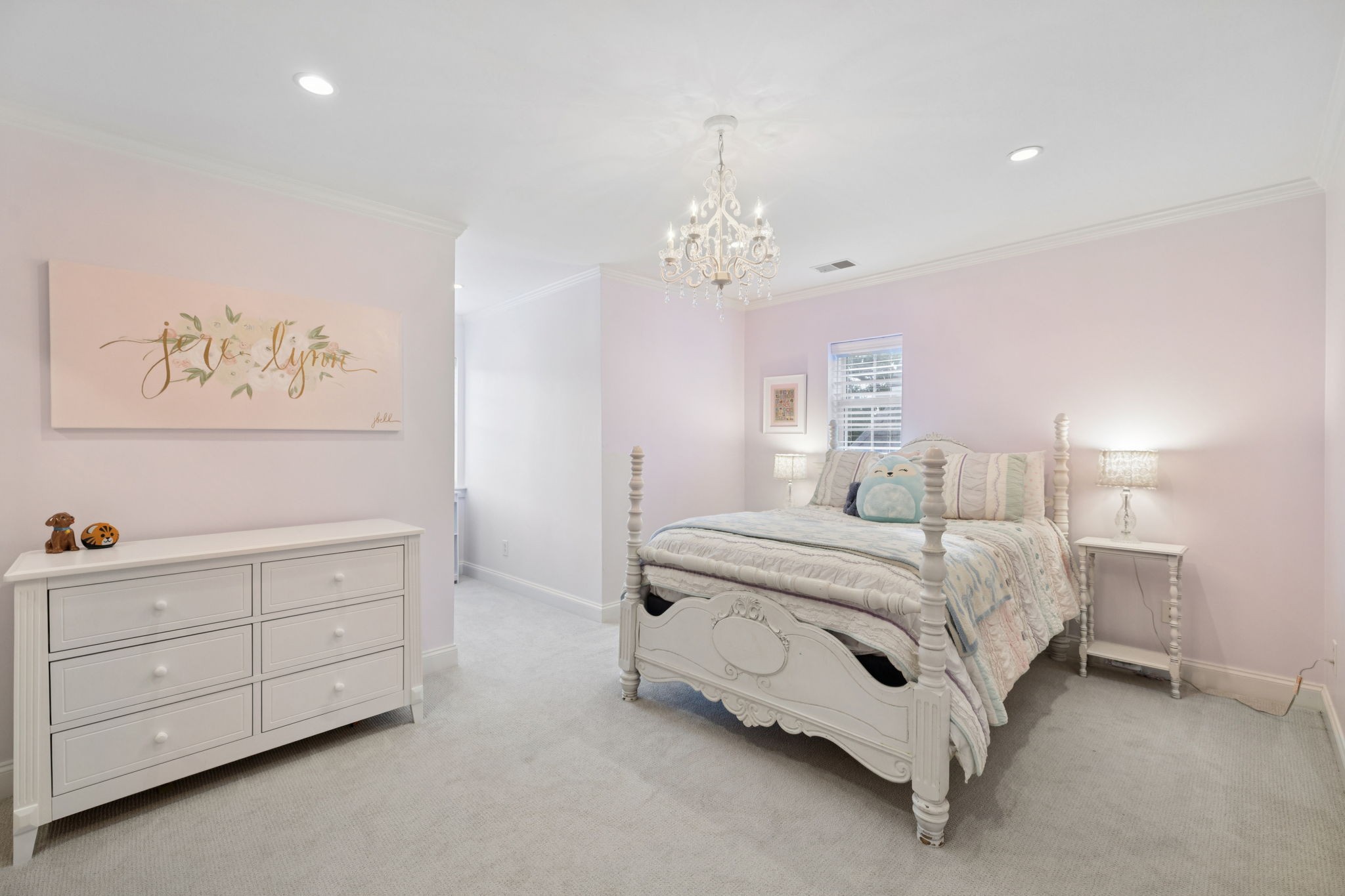 4420 Shores Road Murfreesboro, TN 37128 - Photo 43 of 89 a spacious bedroom with a bed and a chandelier