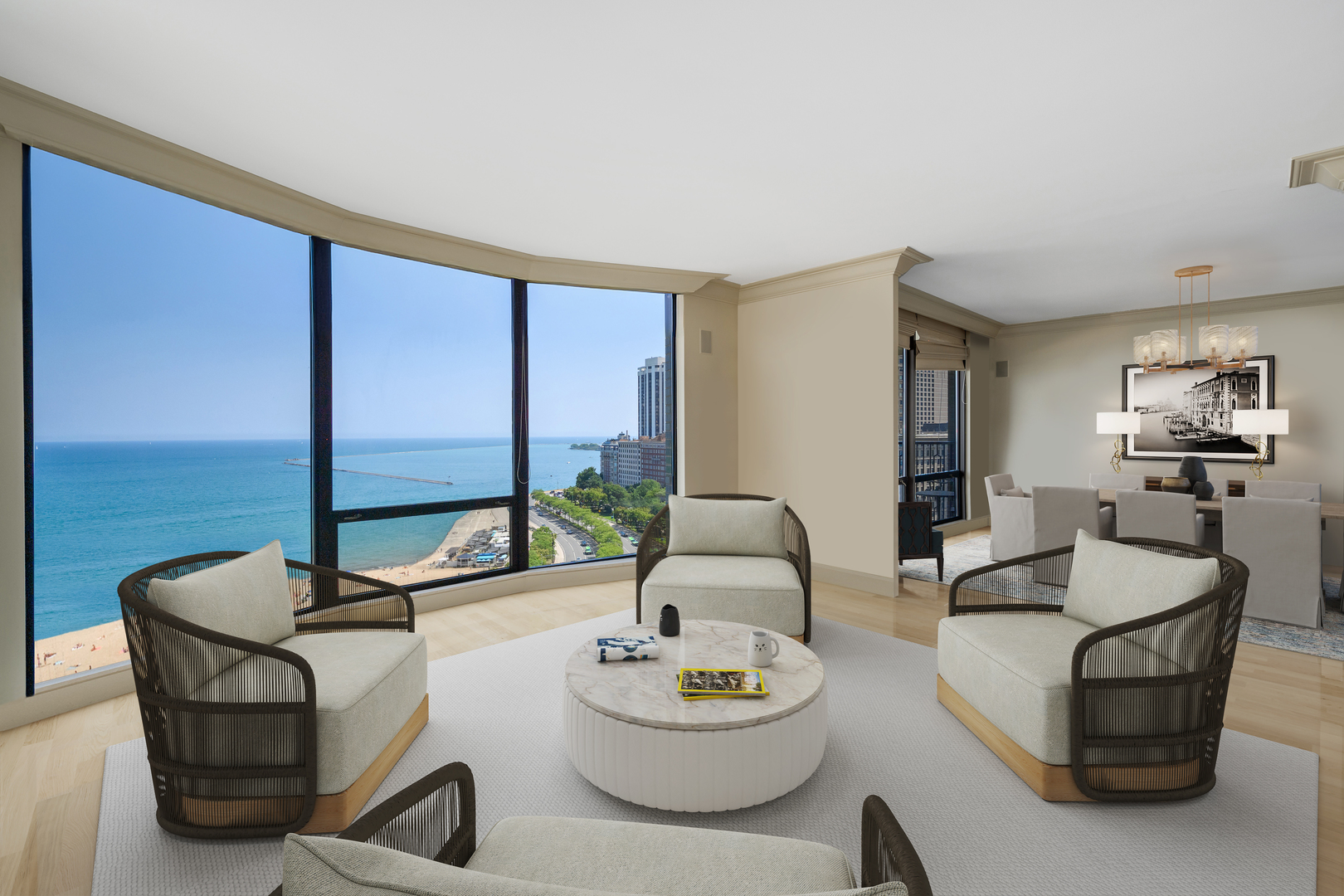 1040 North Lake Shore Drive, Unit 17D Chicago, IL 60611 - Photo 6 of 27 a living room with furniture and a large window