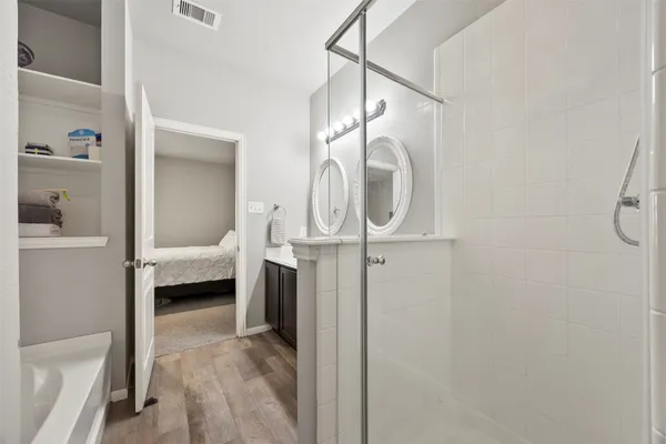 a view of bedroom and bathroom