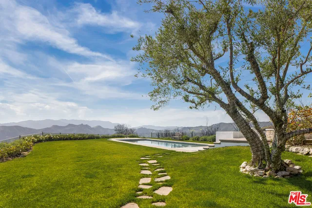 a view of a lake from a yard