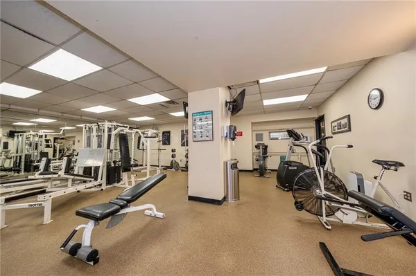 a view of a room with gym equipment