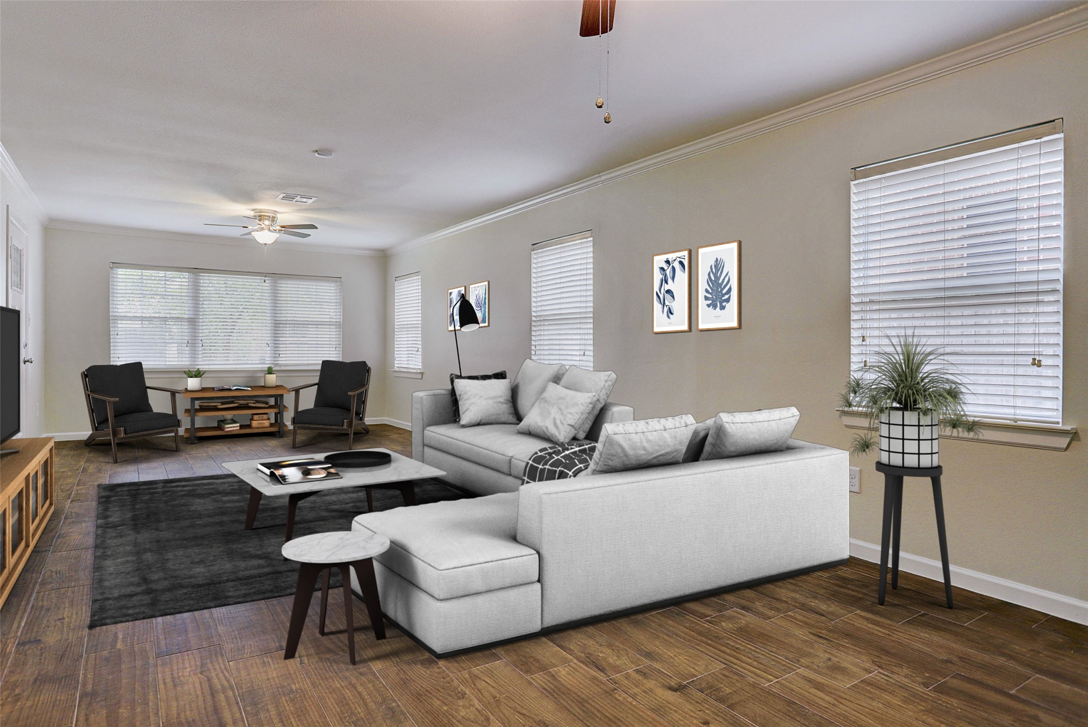 3810 Grennoch Lane Houston, TX 77025 - Photo 2 of 17 a living room with furniture and a wooden floor