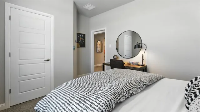 a view of a room with racks on the wall