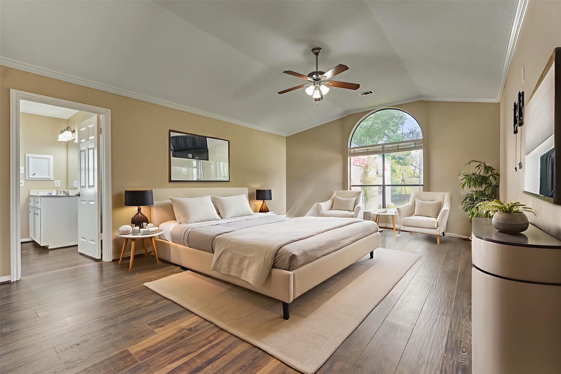 16024 Rabon Chapel Road Montgomery, TX 77316 - Photo 23 of 43 The primary bedroom is large enough for a king size bed and multiple furniture pieces. Virtually staged.