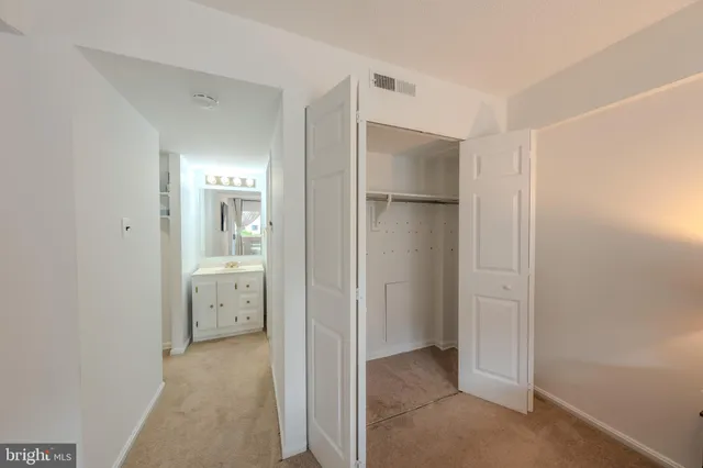 wooden floor with closet area