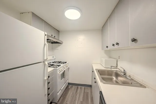 a kitchen with a sink a stove and refrigerator