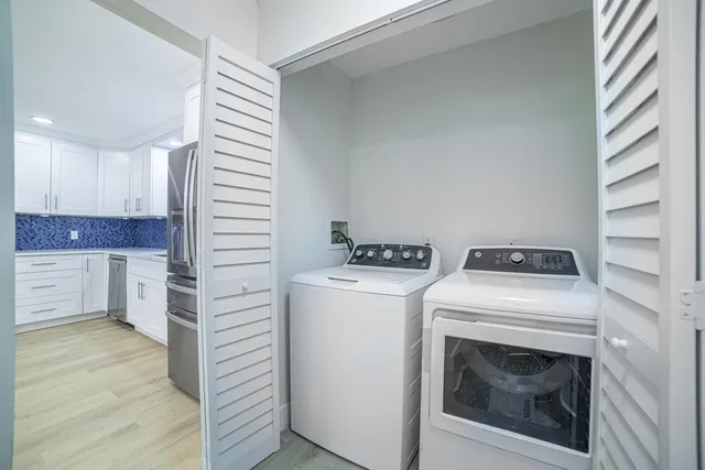 a view of a city with a garden