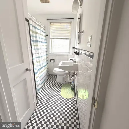 a bathroom with a bathtub