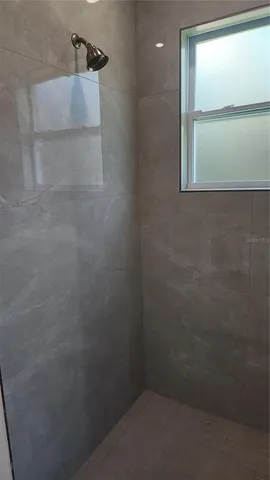 a bathroom with a window
