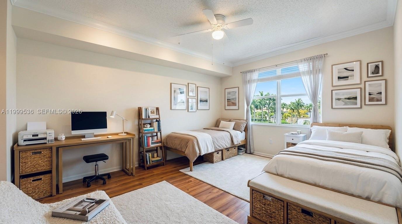 26 Royal Palm Way, Unit 304 Boca Raton, FL 33432 - Photo 17 of 38 a bedroom with a bed and a desk