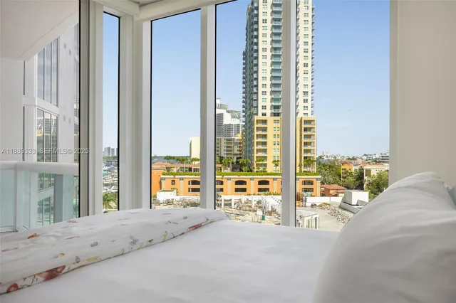 a view of a balcony with city view