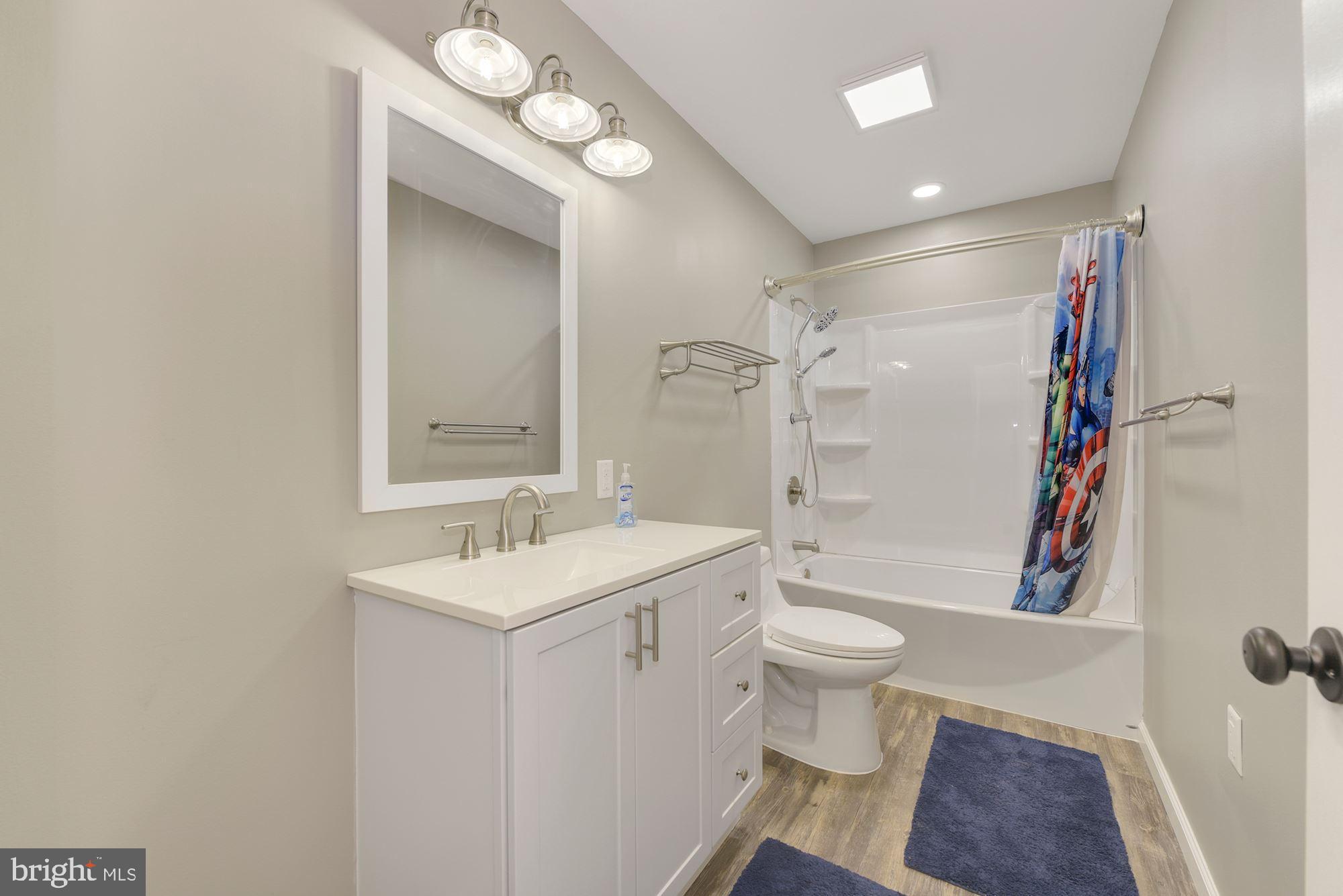 221 Arneys Mt Road Pemberton, NJ 08068 - Photo 15 of 28 a bathroom with a sink a toilet a mirror and shower