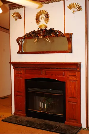 a close view of fireplace