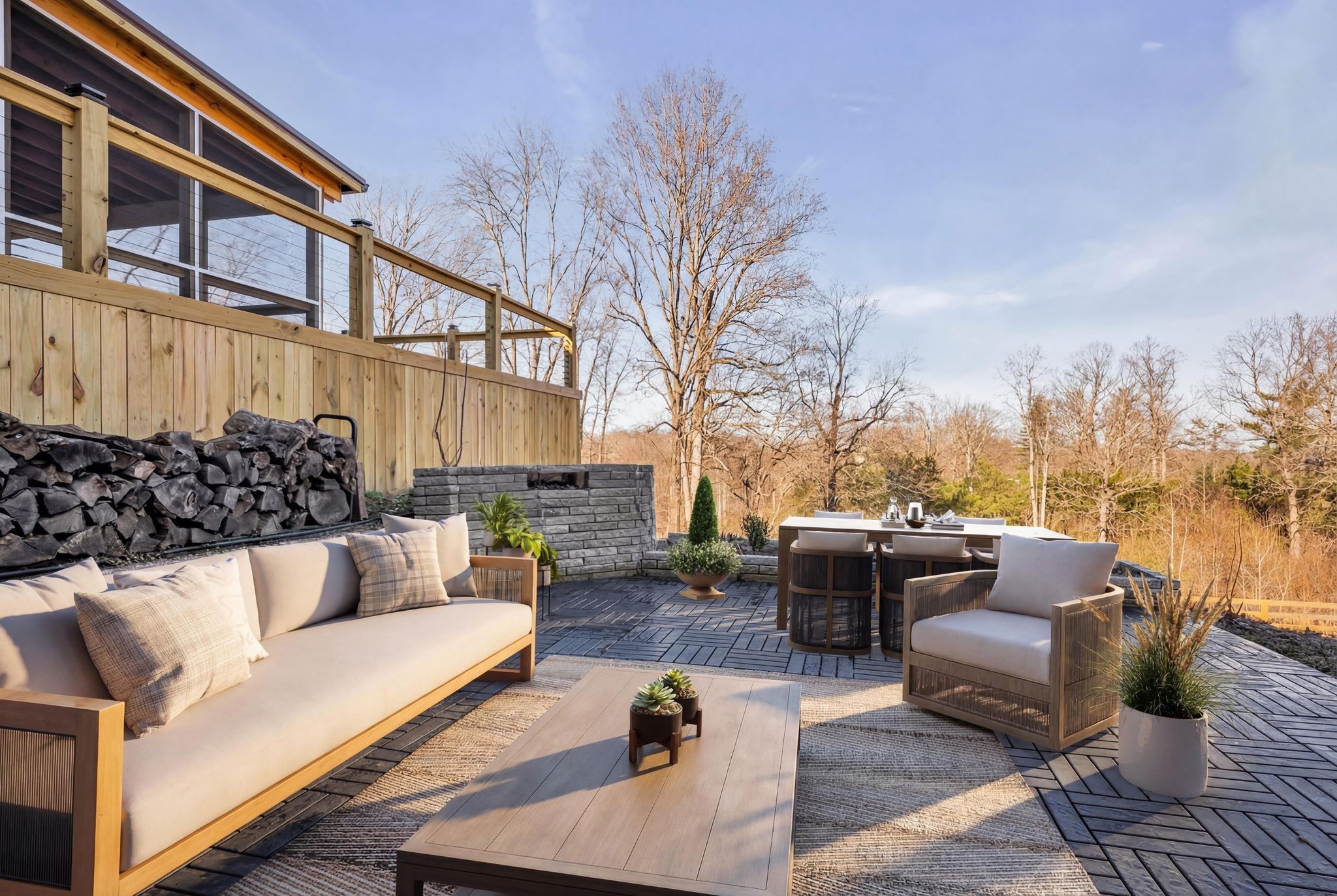 1033 Pine Valley Road Kingston Springs, TN 37082 - Photo 24 of 42 a view of a patio with couches and a potted plant on a table