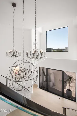 a dining room with a window