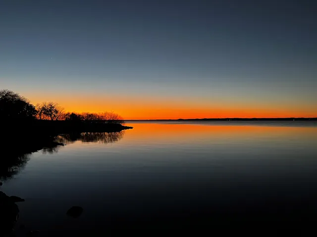a view of lake from a city