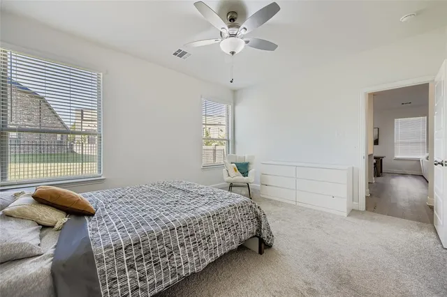 a bedroom with bed and window