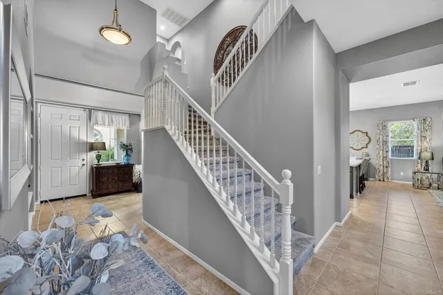 a view of a swimming pool with a sitting space