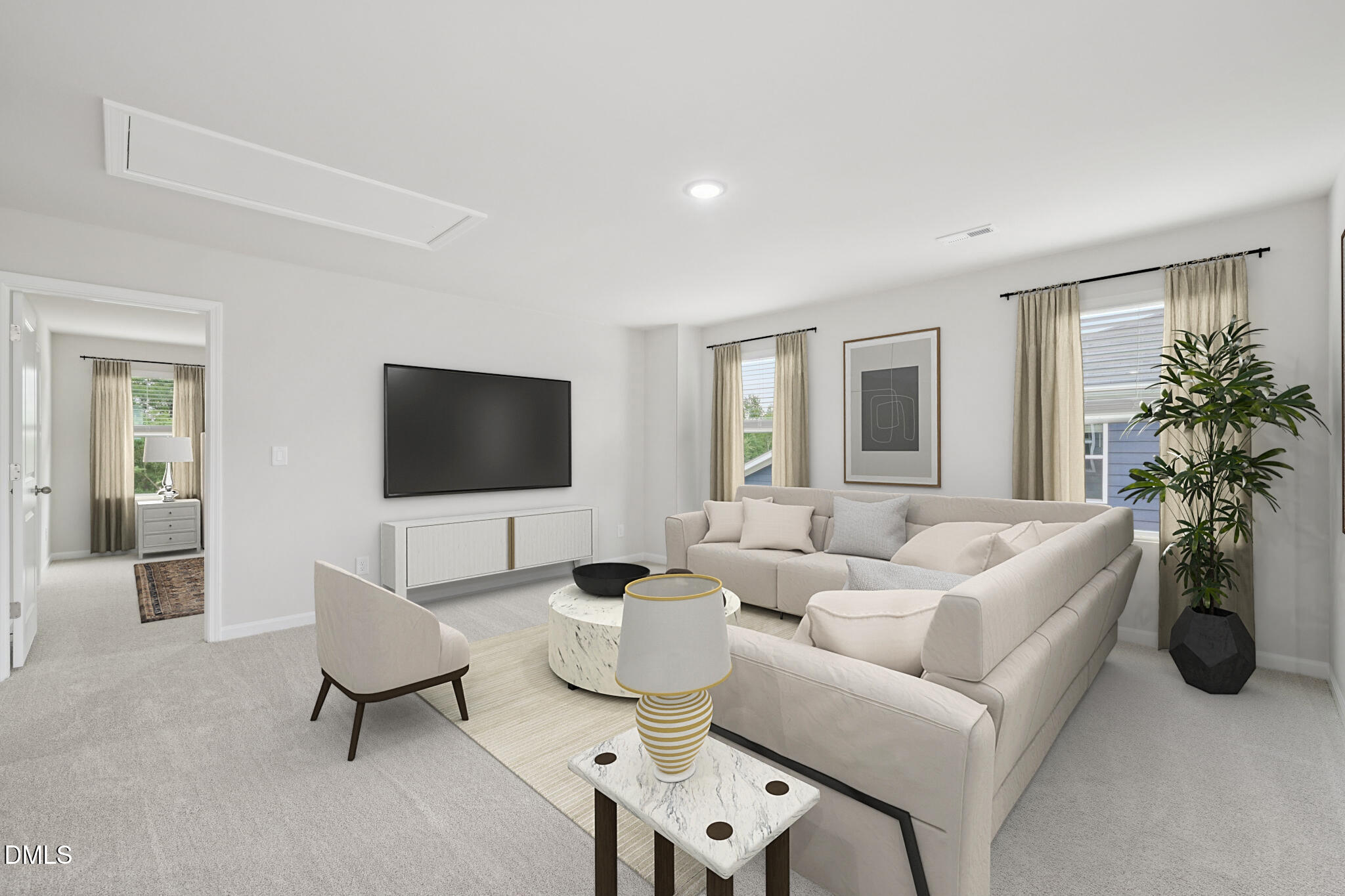 2145 Topsail Road Durham, NC 27703 - Photo 29 of 53 a living room with furniture and a flat screen tv