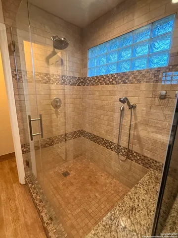 a bathroom with a shower