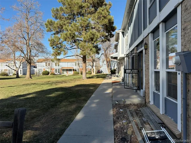 a building view with a yard