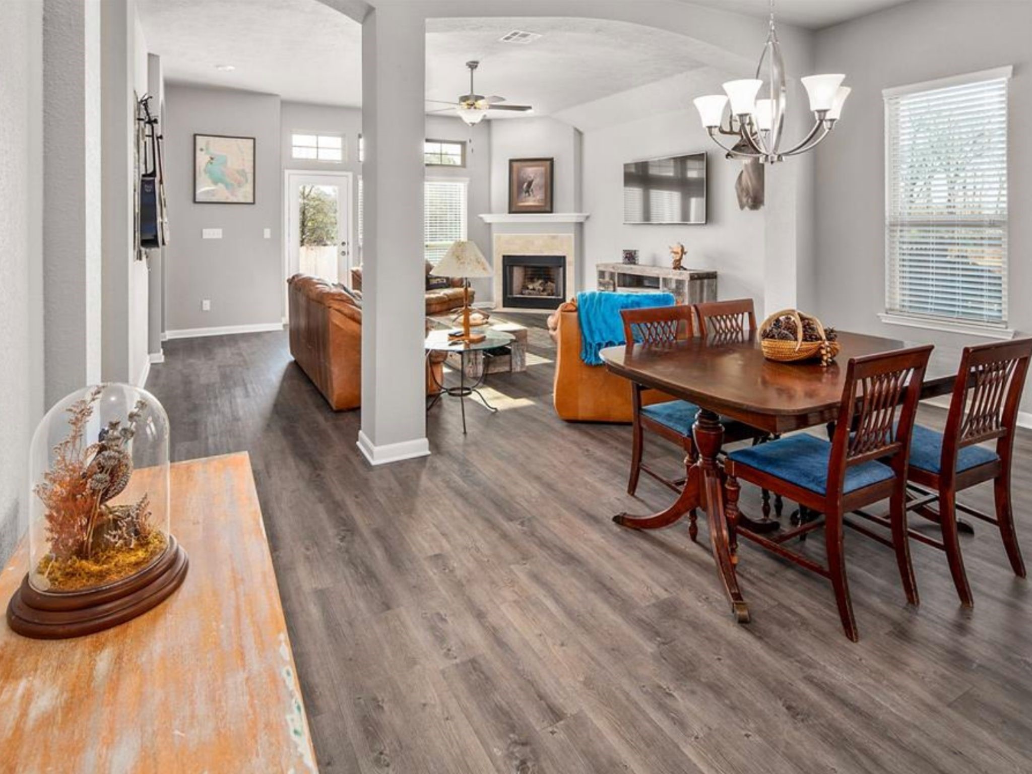 2025 Jester Trail Bryan, TX 77807 - Photo 11 of 24 a view of a dining room with furniture and wooden floor