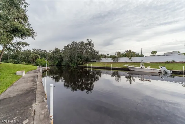 a view of a lake with outdoor space