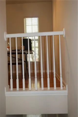 a view of wooden balcony