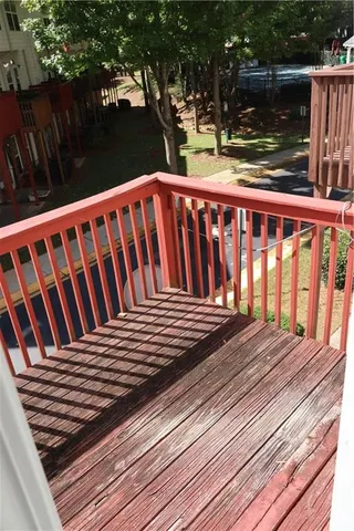 a view of wooden deck