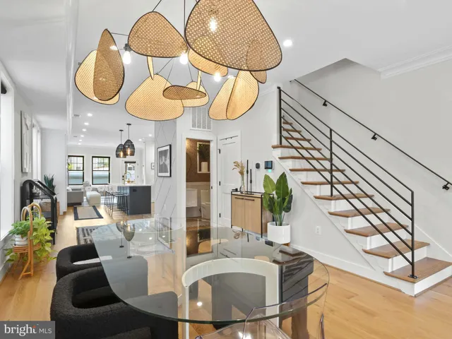 a view of kitchen and dining area with furniture