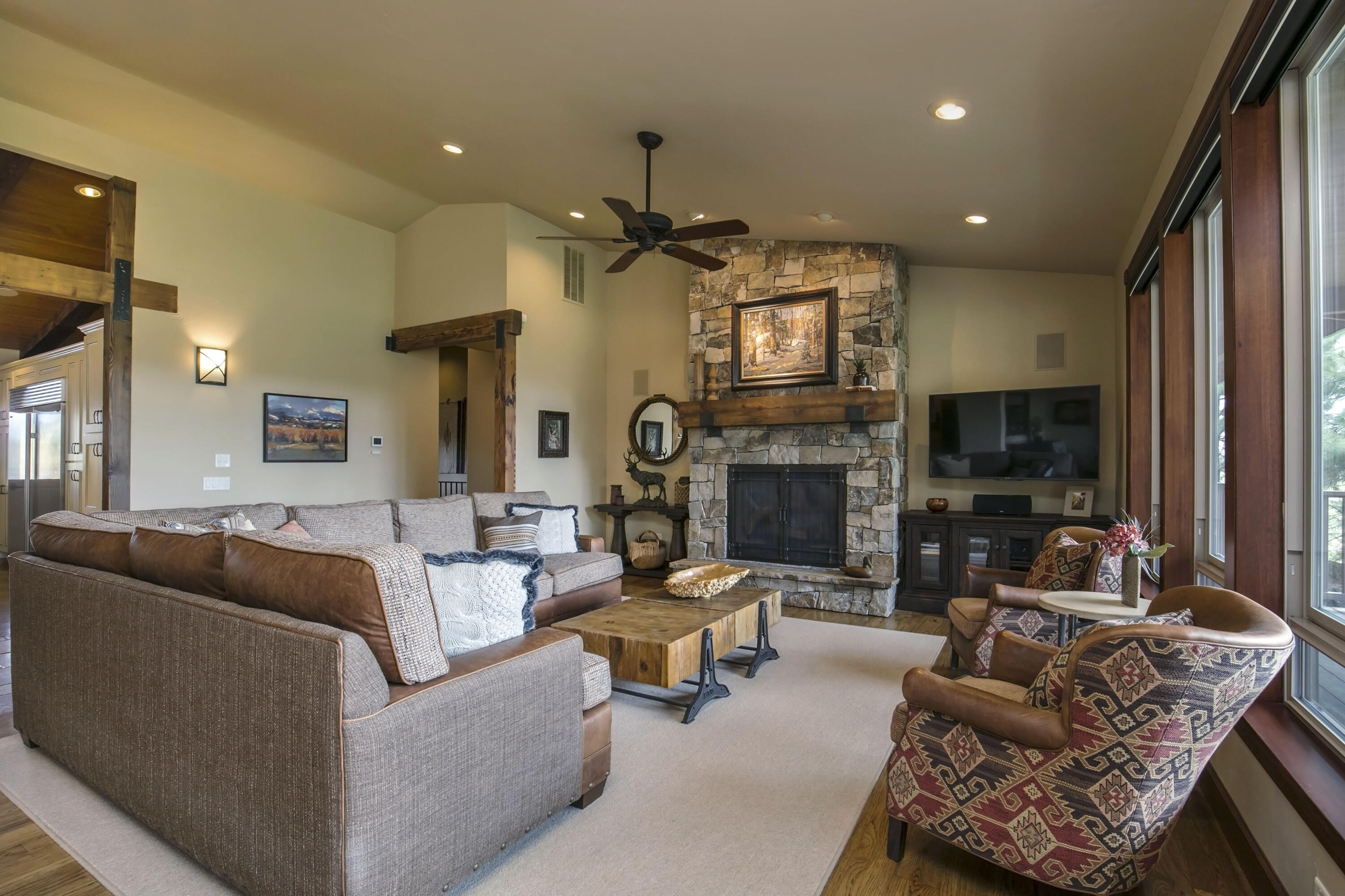 69015 Hurtley Ranch Road Sisters, OR 97759 - Photo 14 of 88 Open concept with great room, expansive windows for natural light and mountain views
