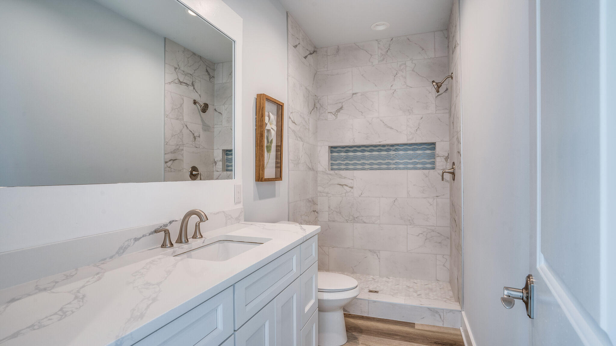 393 Redbud Ln Inlet Beach Inlet Beach, FL 32461 - Photo 21 of 46 a bathroom with a granite countertop sink toilet and shower