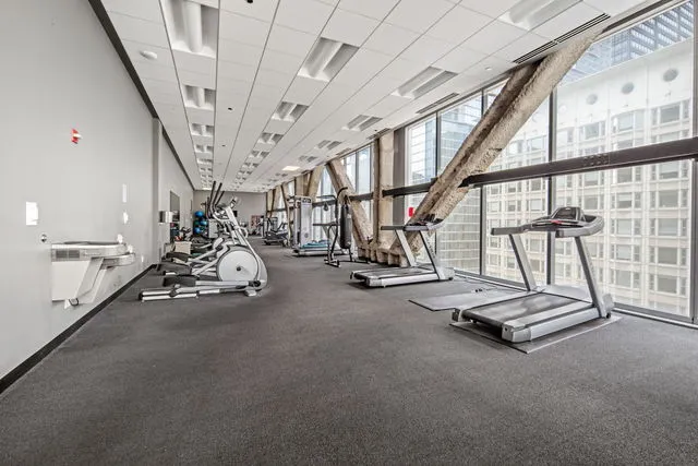 a view of a room with gym equipment
