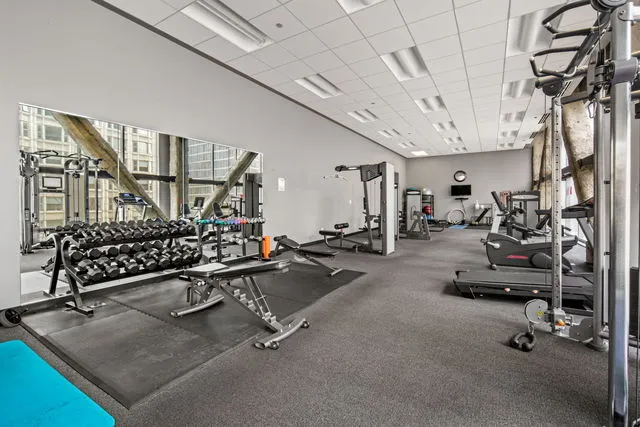 a view of a room with gym equipment