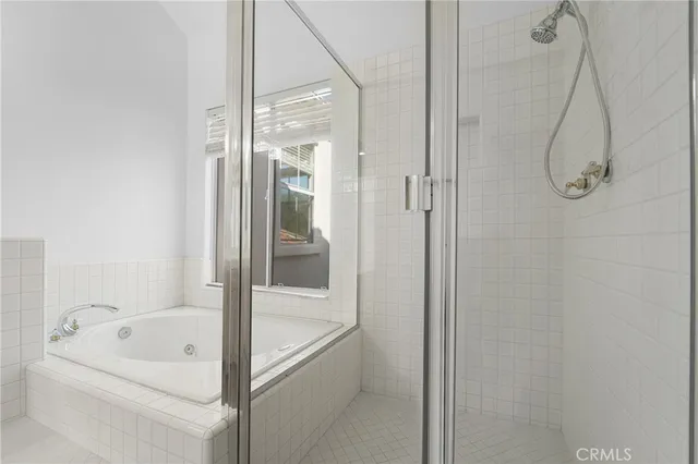 a bathroom with a bath tub and a shower
