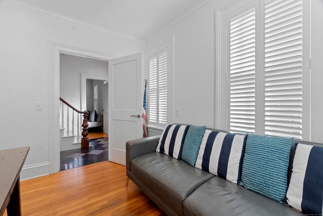 a living room with furniture