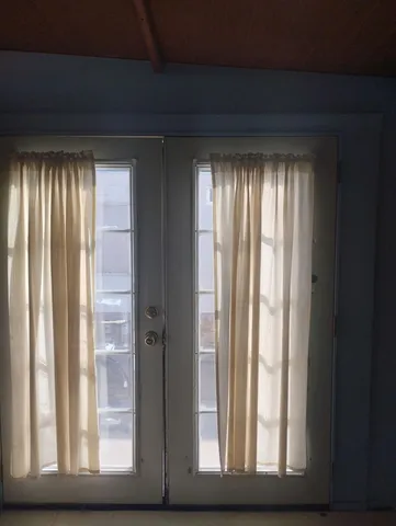 a view of wooden door