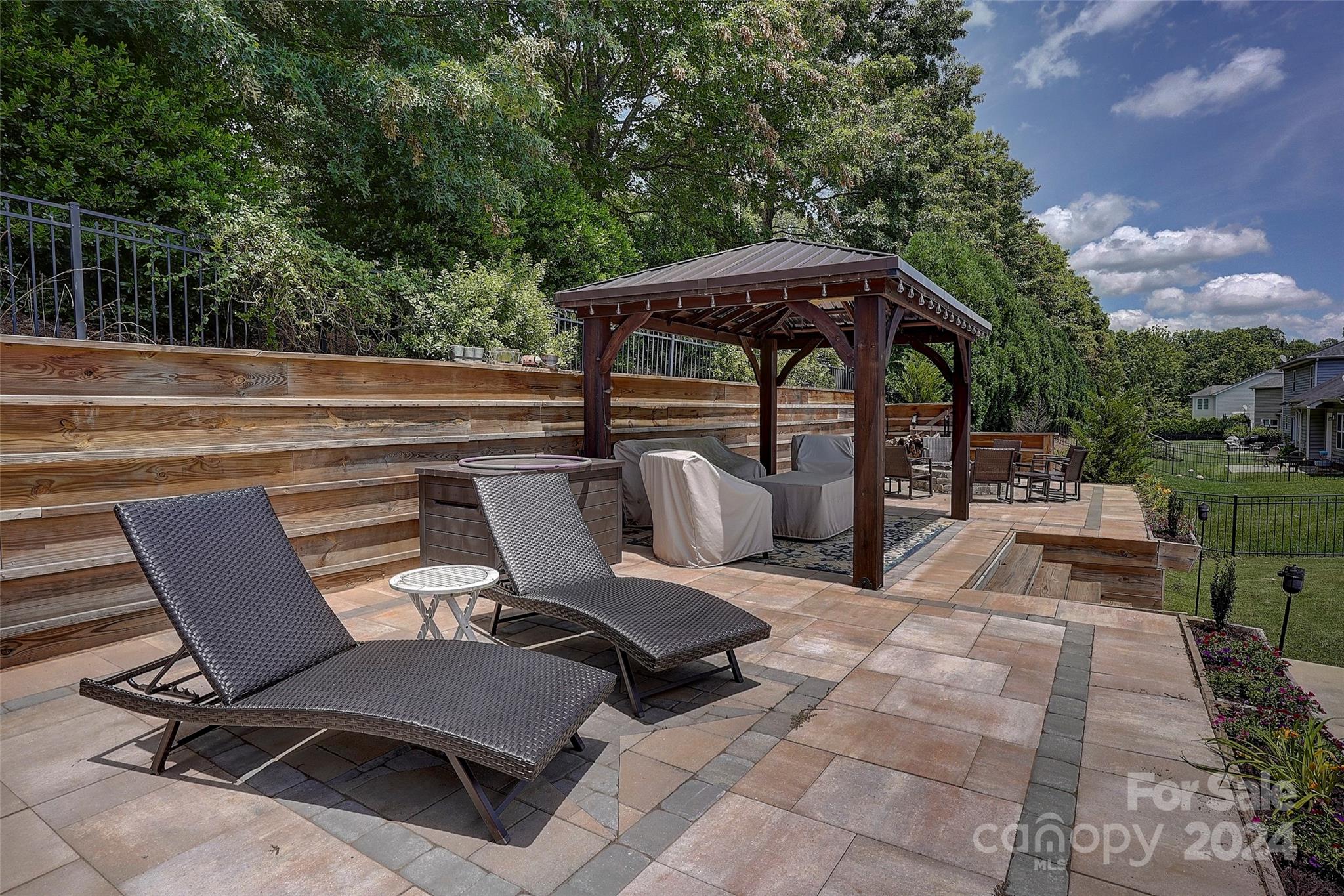 1024 Ridgehaven Road Waxhaw, NC 28173 - Photo 27 of 36 a view of backyard with outdoor seating and trees