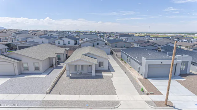 an aerial view of a house