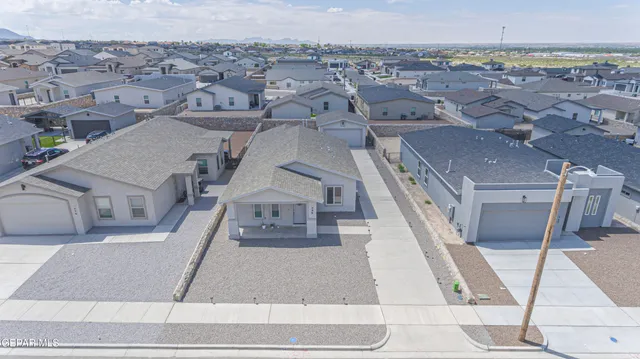 an aerial view of a house
