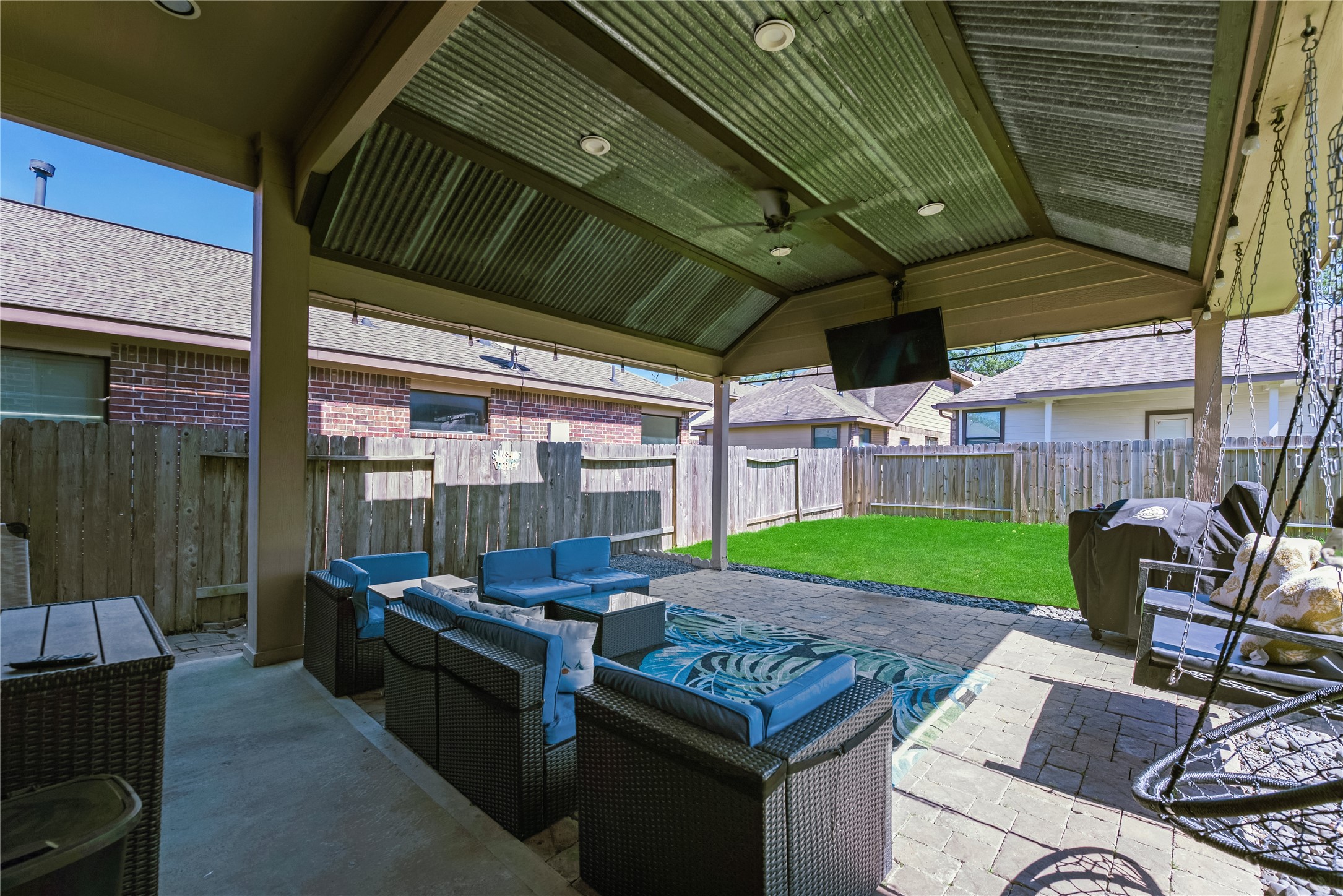 25118 Andris Lane Spring, TX 77386 - Photo 38 of 42 a view of a backyard with table and chairs with a backyard