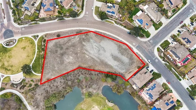 an aerial view of a swimming pool