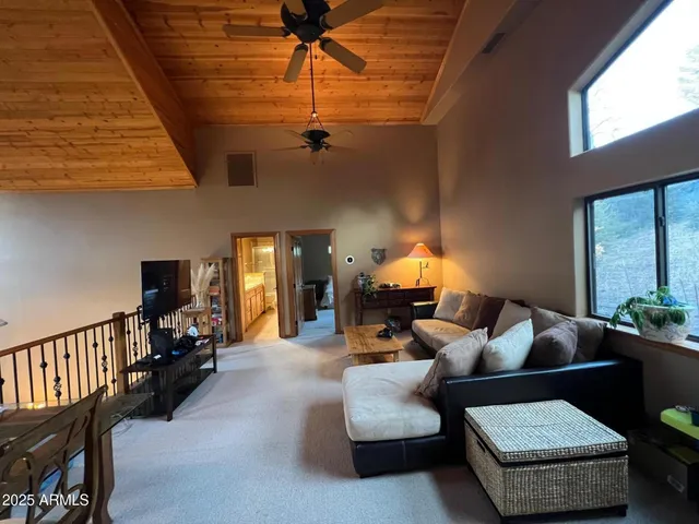 a view of a livingroom with furniture