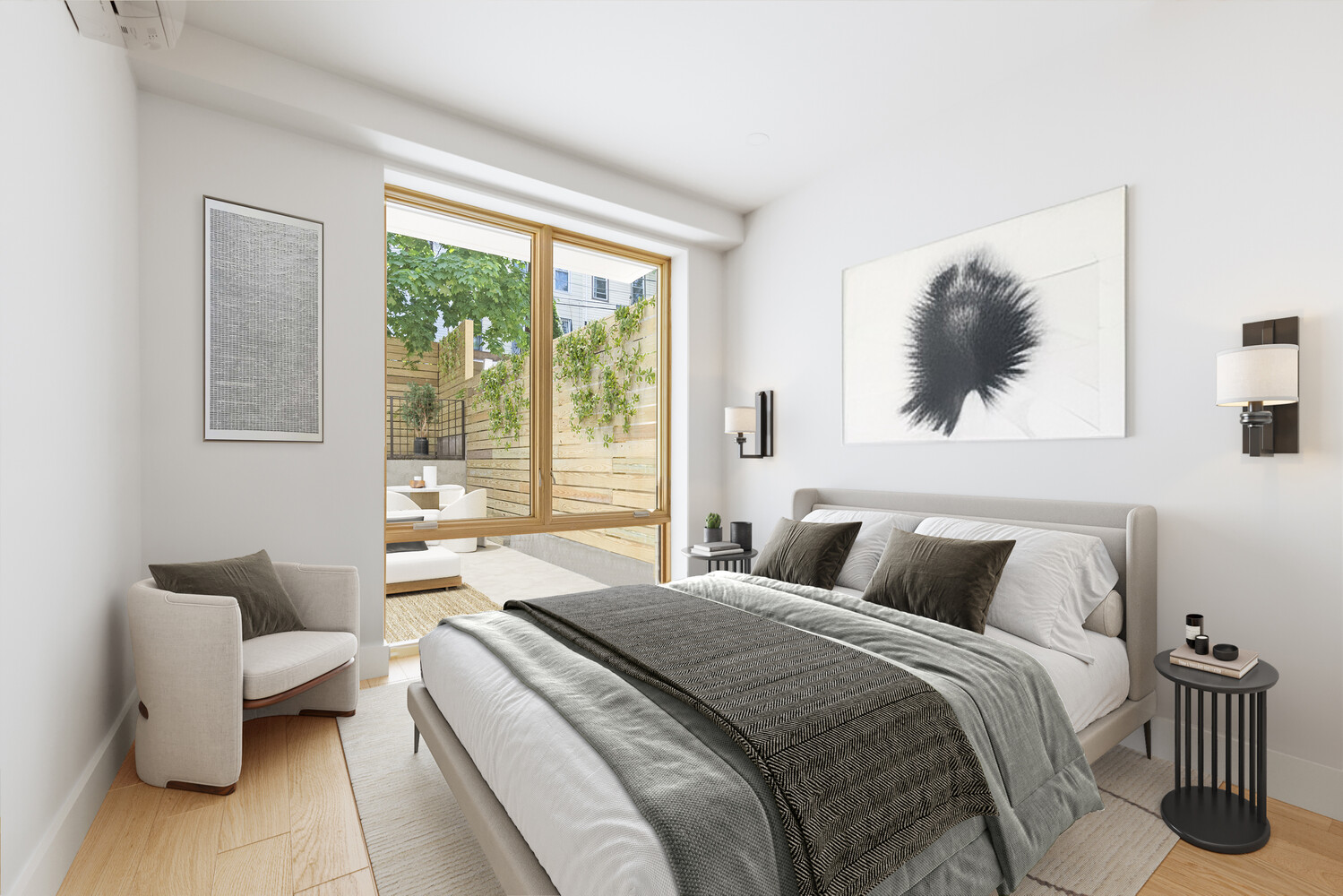 696 Chauncey Street, Unit 1R Brooklyn, NY 11207 - Photo 5 of 13 a bedroom with bed and a large window