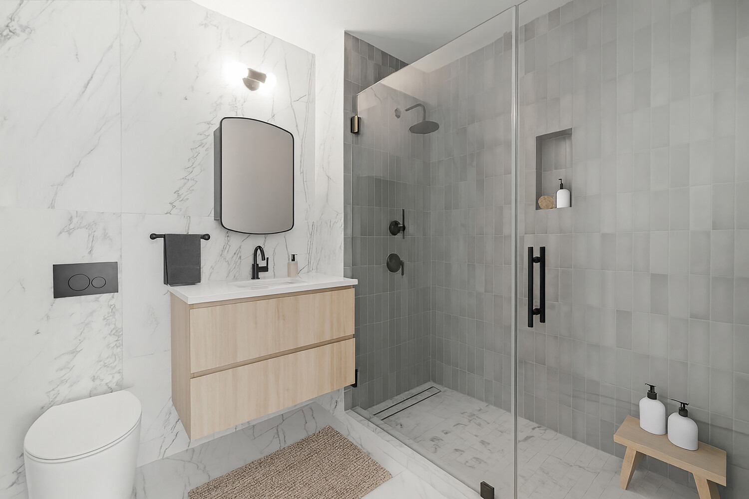 696 Chauncey Street, Unit 1R Brooklyn, NY 11207 - Photo 6 of 13 a bathroom with a sink a toilet and shower