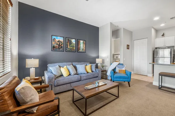a living room with furniture