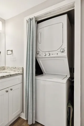 a utility room with dryer and washer