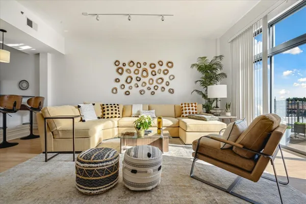 a living room with furniture